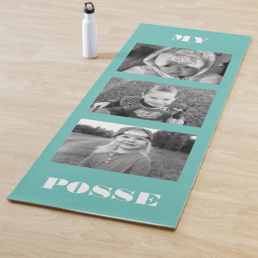 カスタムコラージブラック&ホワイトターコイズ ヨガマット (インサイチュ)