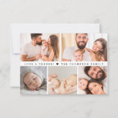 カスタムコラージュのラヴと感謝してい赤ちゃんシャワー サンキューカード (正面)