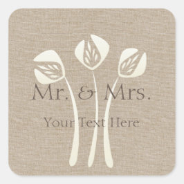 カスタムコラージュアールデコチューリップ結婚ズ スクエアシール