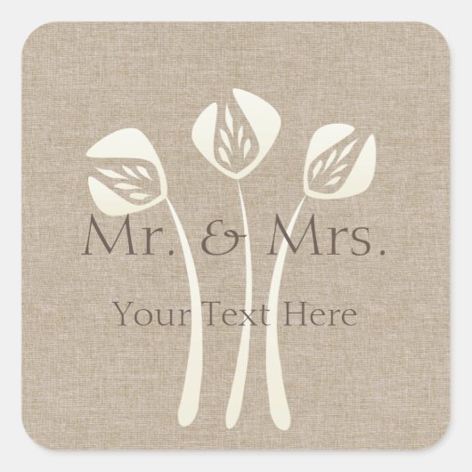 カスタムコラージュアールデコチューリップ結婚ズ スクエアシール (正面)