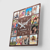 カスタムコラージュ家族ラブスクリプト木造 スクエア壁時計 (傾斜)