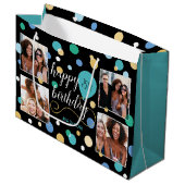 カスタムコラージュ誕生日ターコイズ25日 ラージペーパーバッグ (正面アングル)