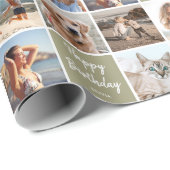 カスタムコラージュ誕生日モダン緑 ラッピングペーパー (ロールコーナー)