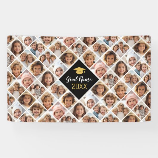 カスタムコラージュ12枚の写真 – 卒業パーティー 横断幕 (横)
