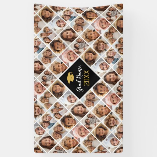 カスタムコラージュ12枚の写真 – 卒業パーティー 横断幕 (縦)