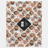 カスタムコラージュ12枚の写真 – 家族モノグラファンキーム フリースブランケット (正面)