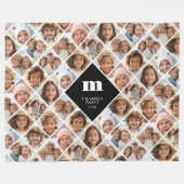 カスタムコラージュ12枚の写真 – 家族モノグラファンキーム フリースブランケット (正面(横))