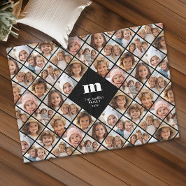 カスタムコラージュ12枚の写真 – 家族モノグラファンキーム フリースブランケット