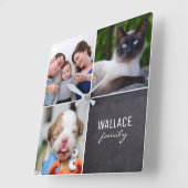 カスタムコラージュ4枚の写パーソナライズされた真,チョーク スクエア壁時計 (傾斜)