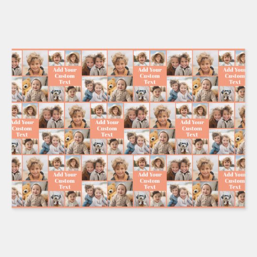 カスタムコラージュ8枚の写真 – カスタム文字すべての行事 ラッピングペーパーシート (正面3)