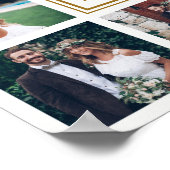 カスタムコラージュ8結婚の写真金ゴールドモノグラム ポスター (角)