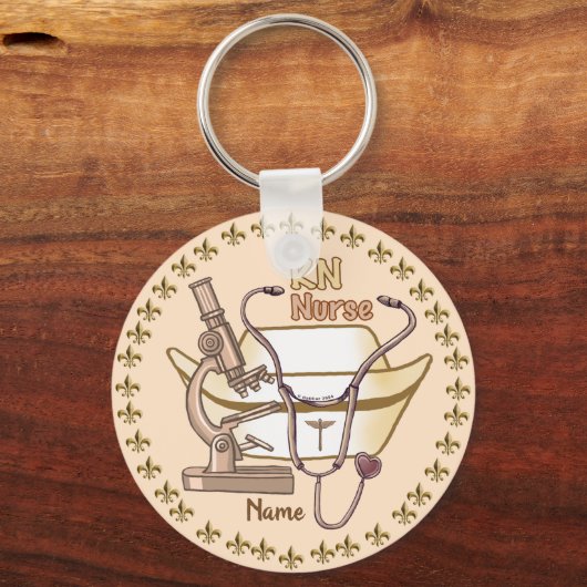 カスタムコラージュRNナースキーチェーン キーホルダー (正面)
