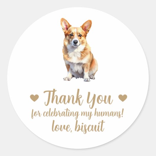 カスタムコルギドッグ結婚式の引き出物シール ラウンドシール (正面)