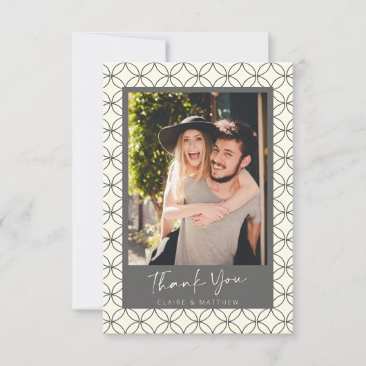 カスタムコンテンポラリーアールデコ結婚の写真 サンキューカード (正面)