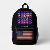 カスタムコンピュータのパーソナライズされたスポーツヴィンテージ プリントバックパック (正面)