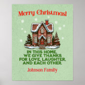 カスタムコージークリスマスコテージファミリーサイン ポスター (正面)