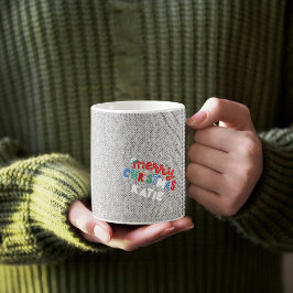 カスタムコージーグレーニットウィンター |メリークリスマス コーヒーマグカップ