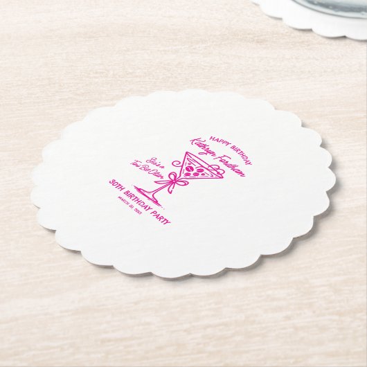 カスタムコースター30th誕生日ピンクEspresso Martini ペーパーコースター (アングル)