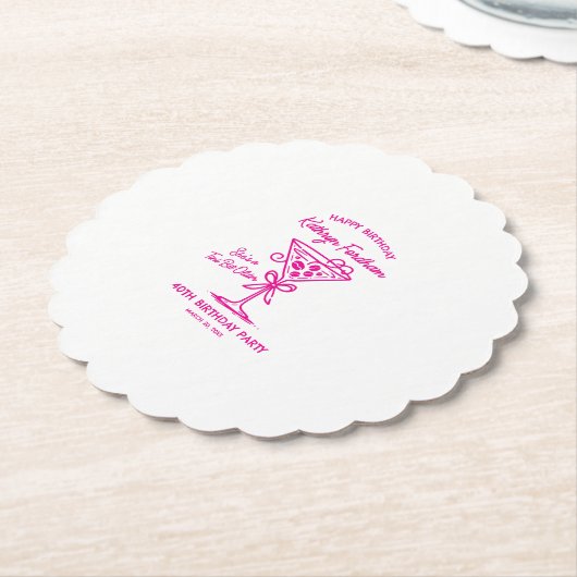 カスタムコースター40th誕生日ピンクEspresso Martini ペーパーコースター (アングル)