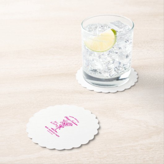 カスタムコースター80th誕生日ピンクエスプレッソマルティーニ ペーパーコースター (インサイチュ)