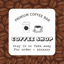 カスタムコーヒーショップのロゴ スクエアシール