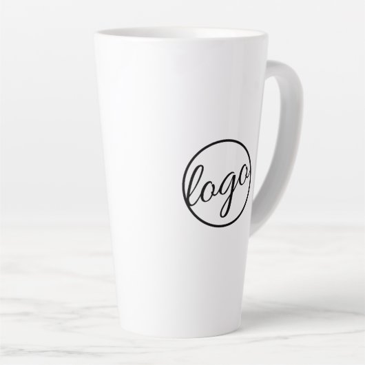 カスタムコーヒーショップレストランビジネスロゴ カフェラテマグ (右アングル)