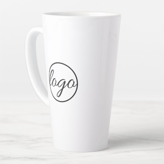 カスタムコーヒーショップレストランビジネスロゴ カフェラテマグ (左アングル)