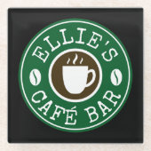 カスタムコーヒーショップロゴ ガラスコースター (正面)