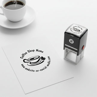 カスタムコーヒーショップ名とウェブサイト セルフインキングスタンプ