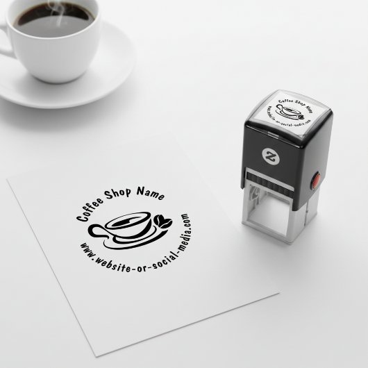 カスタムコーヒーショップ名とウェブサイト セルフインキングスタンプ
