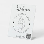 カスタムコーヒーショップ - ロゴを追加 モダン ミニマリスト 台座サイン (正面)