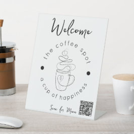 カスタムコーヒーショップ - ロゴを追加 モダン ミニマリスト 台座サイン