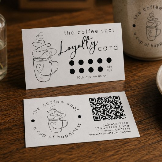 カスタムコーヒーショップ ロゴ入り モダンロイヤルティ 名刺