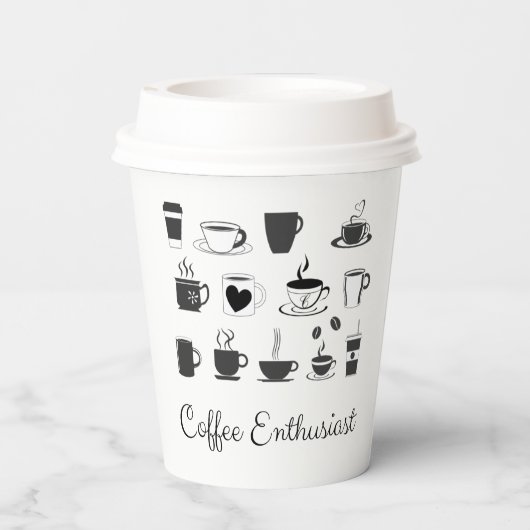 カスタムコーヒー愛好家の名前 | ホットコーヒー 紙コップ (裏面)