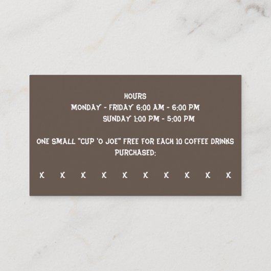 カスタムコーヒー豆コーヒーショップパンチと 名刺 (裏面)