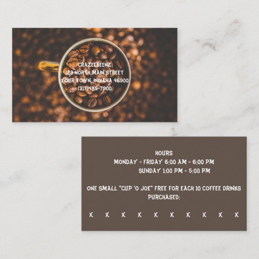 カスタムコーヒー豆コーヒーショップパンチと 名刺 (正面/裏面)
