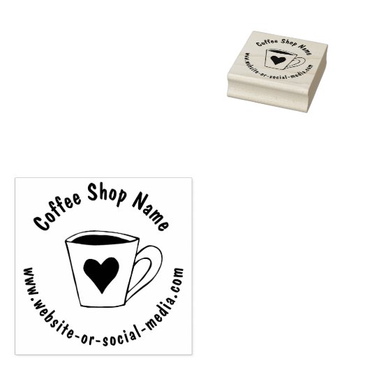 カスタムコーヒ連絡ー店情報木製 ラバースタンプ (押印)