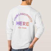 カスタムコーポレートロゴと名前のロングスリーブTシャツ Tシャツ (裏面)