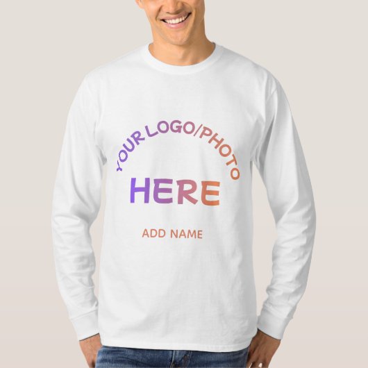 カスタムコーポレートロゴと名前のロングスリーブTシャツ Tシャツ (正面)