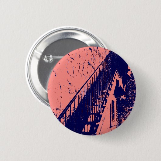 カスタムコーラルネイビーブルーステアボタン 缶バッジ (正面&裏面)