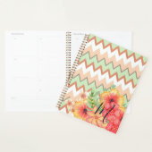 カスタムコーラルレッドオレンジピンクフローラシボロンジグザグザ プランナー手帳 (ディスプレー)