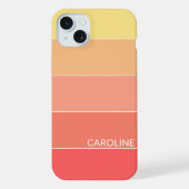カスタムコーラルレッドピーチオレンジイエローストライプアート iPhoneケース (裏面)