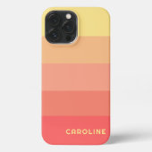 カスタムコーラルレッドピーチオレンジメロンイエローストライプズ iPhoneケース (裏面)