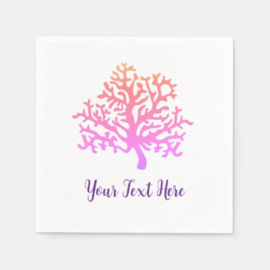 カスタムコーラルレ絵を描ーフ スタンダードカクテルナプキン (正面)