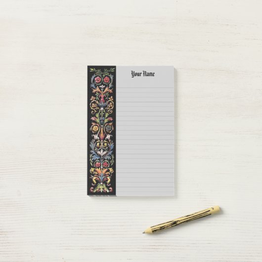 カスタムゴシック風のヴィンテージアートが並ぶ ポストイット (デスク上)