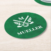 カスタムゴモノグラムのルフ ラウンドペーパーコースター (アングル)