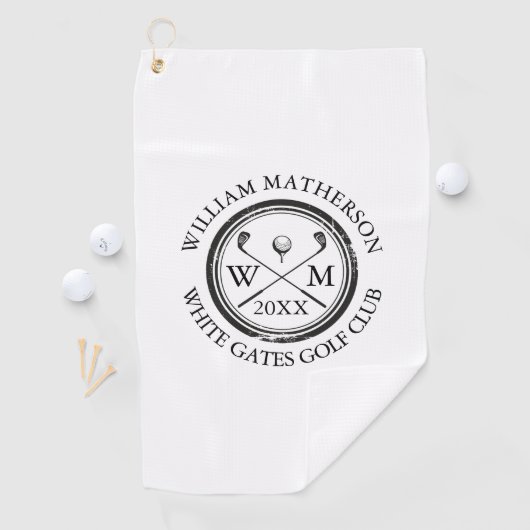 カスタムゴルファーの名前モノグラムクラブの名前と日付 ゴルフタオル (インサイチュ)