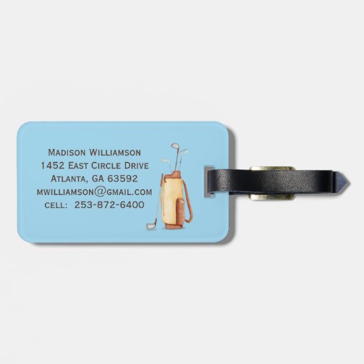 カスタムゴルフカート風光明媚リーグクラブロゴ ラゲッジタグ (裏面横)