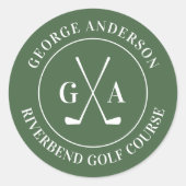 カスタムゴルフクラブモノグラムパーティー ラウンドシール (正面)