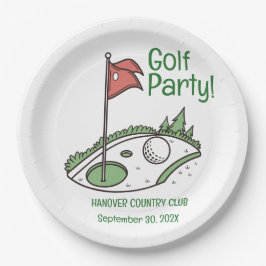 カスタムゴルフパーティープレートの場所、日付 ペーパープレート